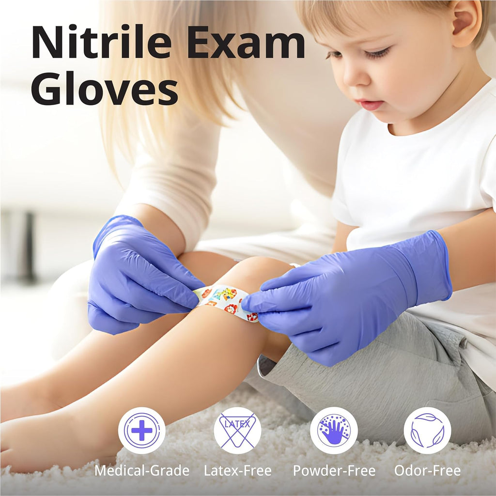 SwiftGrip Disposable Nitrile Exam Gloves - 3mil, Medium, Box of 100 | Violet, Latex-Free & Powder-Free for Medical Use