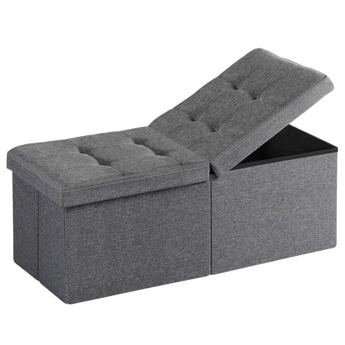 Snuvid 35-INCH Storage Ottoman Bench, Footrest with Storage, End of Bed Bench Coffee Table for Living Room, Bedroom, Entryway, Dark Gray