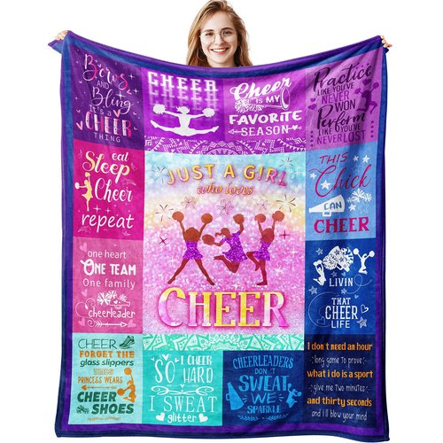 Rothtasi Cheer Gifts for Girls Cheerleader Blanket Ultra Soft Flannel Cheerleading Gifts Throw Blanket Birthday Gift Ideas for Teens Kids 50""x40""