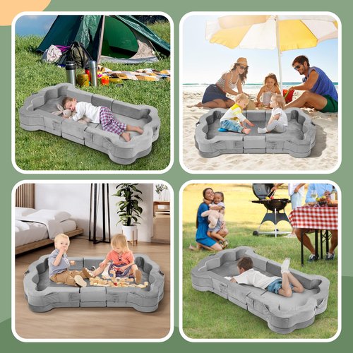 Foldable Portable Toddler Travel Bed,Toddler Floor Bed with Washable Cover for Kids,Soft and Safe (Grey)