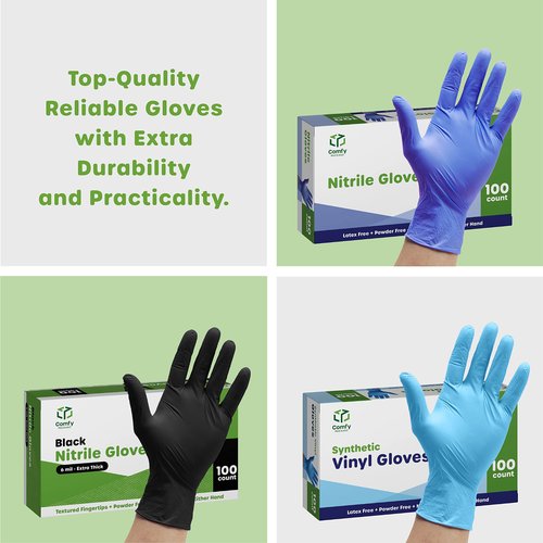 GUSTO Clear Vinyl Plastic Gloves [100 Count] Latex-Free, Powder-Free, Food Safe Disposable Gloves for Cooking, Meal Prep, Cleaning & Everyday Use (Formerly Comfy Package)