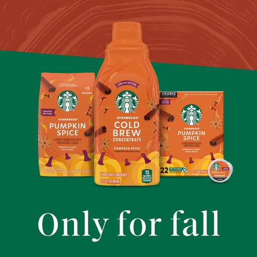 Starbucks Cold Brew Coffee Concentrate, Pumpkin Spice Flavored, Limited Edition, 100% Arabica, Multi-Serve Bottle (32 Fl Oz)
