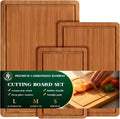 Bamboo Cutting Board Set - Carbonized Wood Chopping Boards with Juice Groove & Non-Slip Feet | Large Wooden Boards for Meat & Cheese