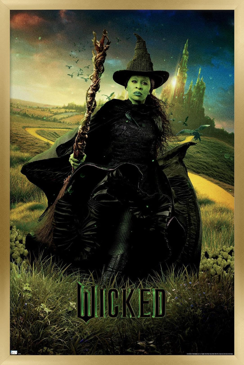 Wicked - Elphaba One Sheet Wall Poster, 22.4L" x 14.7W", Gold Framed Version