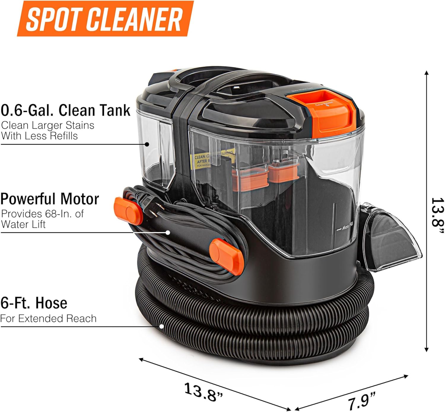 Armor All SCA702 901 7 Amp Portable Spot Cleaner - Efficient Car & Upholstery Stain Removal