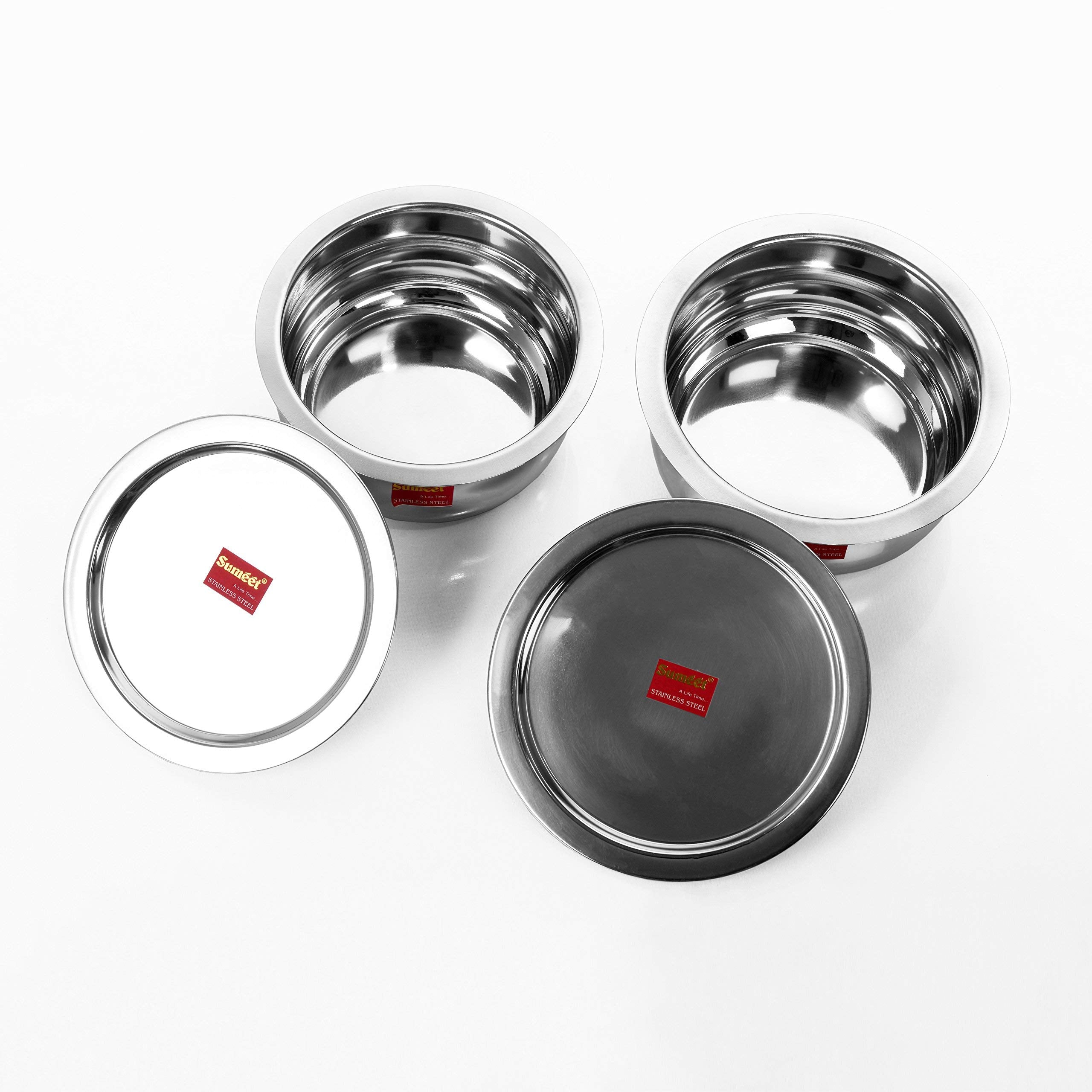 Sumeet Stainless Steel Cookware Set With Lid, 1.1, 1.6 L, 2 Piece (Steel)