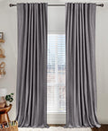 Skiennix 100% Blackout Linen Curtains - Thermal Insulated Drapes, 50" W x 90" L, Dark Gray | 2 Panels Set
