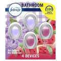 Febreze Bathroom Air Freshener, Odor-Fighting, Plug In Alternative, Air Fresheners for Small Spaces in Home, Bathroom, Kitchen, & Closet, Lilac & Watermelon Scents, 4ct (2 of Each Scent)