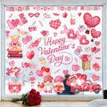 GULWAT 123 PCS Valentines Day Window Clings Decorations, 9 Sheets Red Pink Heart Happy Valentines Window Decals for Home Office Classroom Anniversary Party Store Glass Crafts Stickers Decor