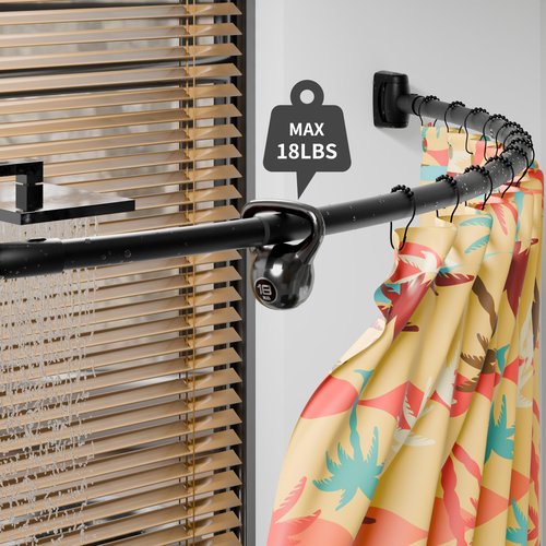 DYHOME Curved Shower Curtain Rod, Need to Drill, 35-76 inches Adjustable Curved Shower Rod Rustproof Shower Rod Round Shower Curtain Rod for Bathroom, Bathtub, Stall, Stainless Steel, Black