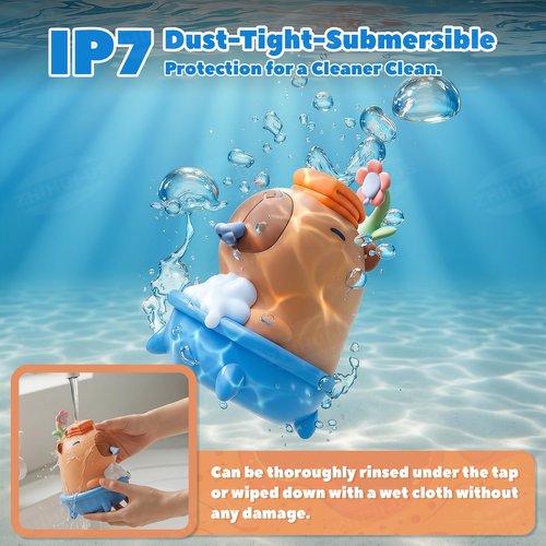 UNEEDE Capybara Soap Dispenser, Automatic Touchless Foaming with Advanced Sensor, IP7 Waterproof, Portable & Wall Mount Rechargeable, 9.5oz/280ml, Cute Soft Silicone Design for Bathroom, Decor Gifts