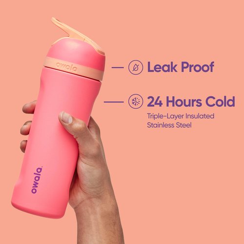 Owala Flip Insulated Stainless Steel Water Bottle with Straw, BPA-Free Sports Water Bottle, Great for Travel, 24 Oz, Shy Marshmallow