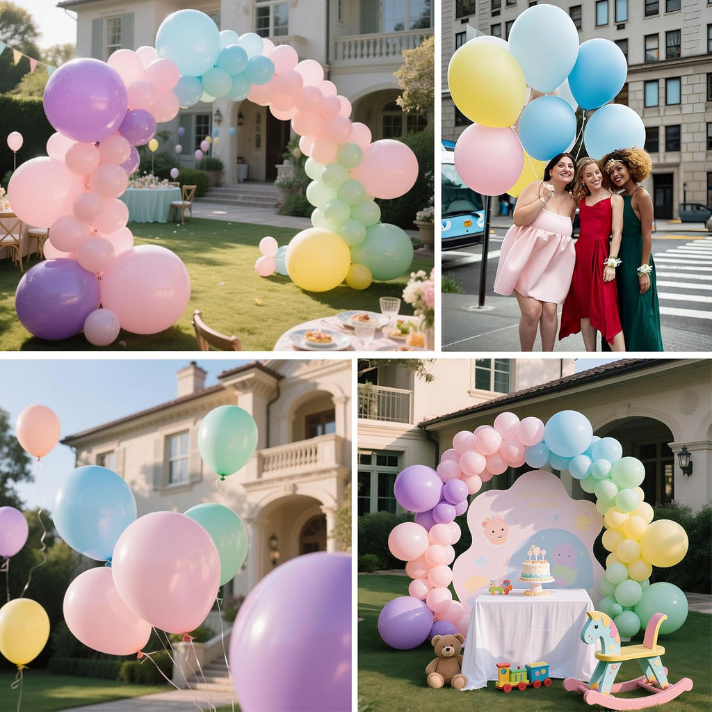 Skiennix 12-Inch Pastel Balloons - 100 Assorted Macaron Latex Party Balloons for Celebrations