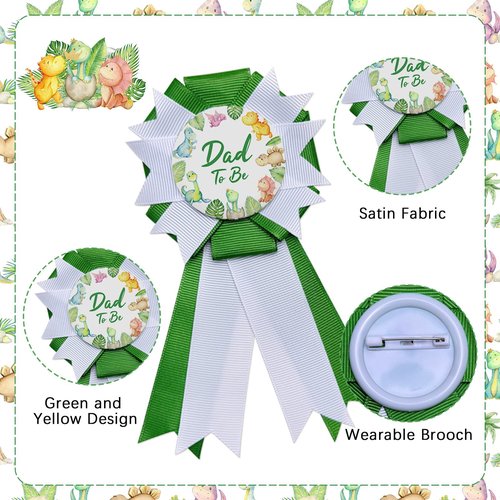 OWWOPATS Dinosaur Mom to Be Sash Baby Shower Decorations, Hatching Soon Mommy to Be Sash Dad to Be Corsage Set, Dino Baby Shower Decorations Gift for Pregnant Mommy