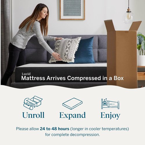 Lucid 8 Inch Memory Foam Mattress - Medium Firm - Bamboo Charcoal & Cooling Gel Infusion - Twin Size