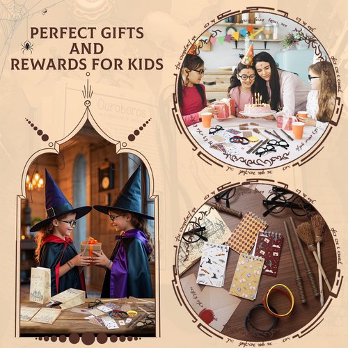 Vanblue 84Pcs Wizard Party Favors Birthday Decorations,Wand Pencils,Wizard Glasses Spiral Notebooks Goodie Bag Stuffers,Classroom Rewards for Kids Student Magic Birthday Gift School Party Supplies