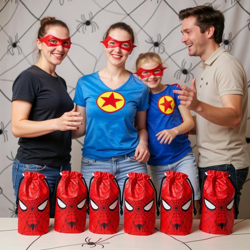 Eyllaaoo 30 Pcs 7 x 10Inch Spider Themed Gift Bags Spider Themed Treat Goodie Bags for Birthday Party Supplies Video Game Party Candy Bag