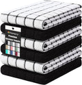 Homaxy Premium Cotton Kitchen Towels - Super Absorbent 390 GSM Dish Towels | 16"x28", Black Check Design, 6 Pack