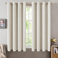 MIULEE Linen Texture Curtains - 100% Blackout Thermal Insulated Drapes | Beige, 52x63 Inch (2 Panels)