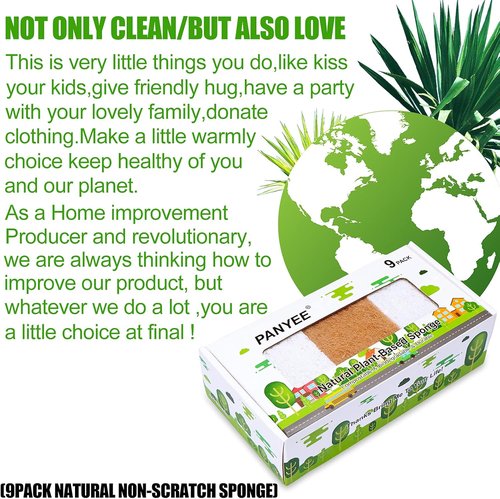 Natural Sponges 9-Pack | Eco-Friendly Non-Scratch Scrub Sponges & Biodegradable Sisal Scrubbers