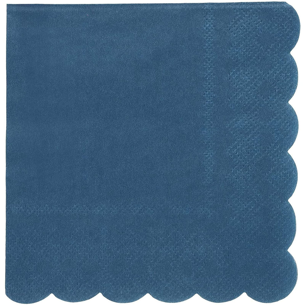 Juvale Navy Blue Napkins - 100 Count, 5 x 5 in, 2-Ply - Scalloped Cocktail - Party Napkins for Weddings Bridal Showers & Events