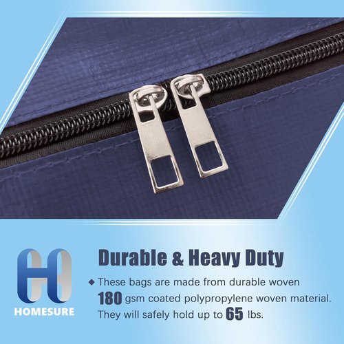 HOMESURE Large Water-Resistant Moving Bags - 12 Pack Heavy-Duty Storage Totes with Zippers & Handles | Space-Saving Solution (Blue)