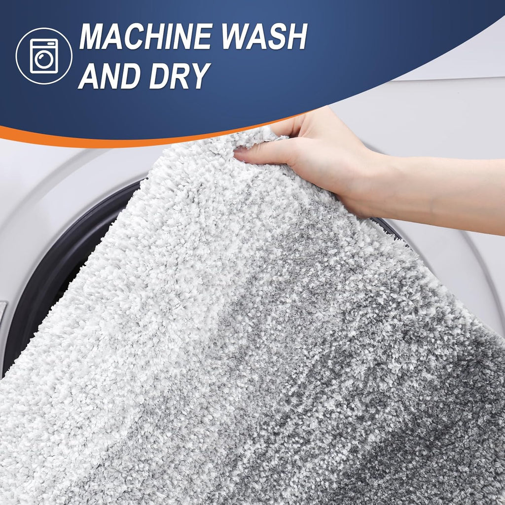 OLANLY Large Bathroom Rugs - Extra Soft Microfiber Mat | Quick Dry, Washable, Rubber Backing - Light Grey 70x46