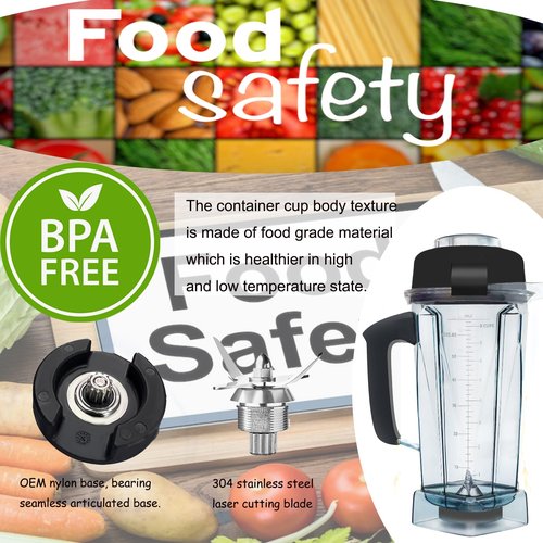 Blender Pitcher 64oz, With Classic Tamper,Compatible with 5200 5000 7500 Pro500 Vita-Prep Vm0101 Vm0102 Vm0103 Vm0197 E310 320 Explorian/Commercial Series etc blender, 10 Year Warranty