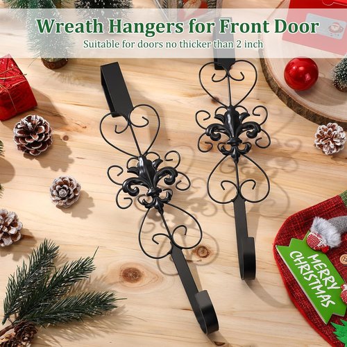 Heavy Duty Metal Wreath Hanger by [Brand Name] - Elegant 15.5 Inch Door Hook for Easter & Christmas Decor | Black