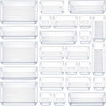 Seseno 25 PCS Clear Plastic Drawer Organizers - Versatile Storage Bins for Makeup, Kitchen & Office | 4 Sizes