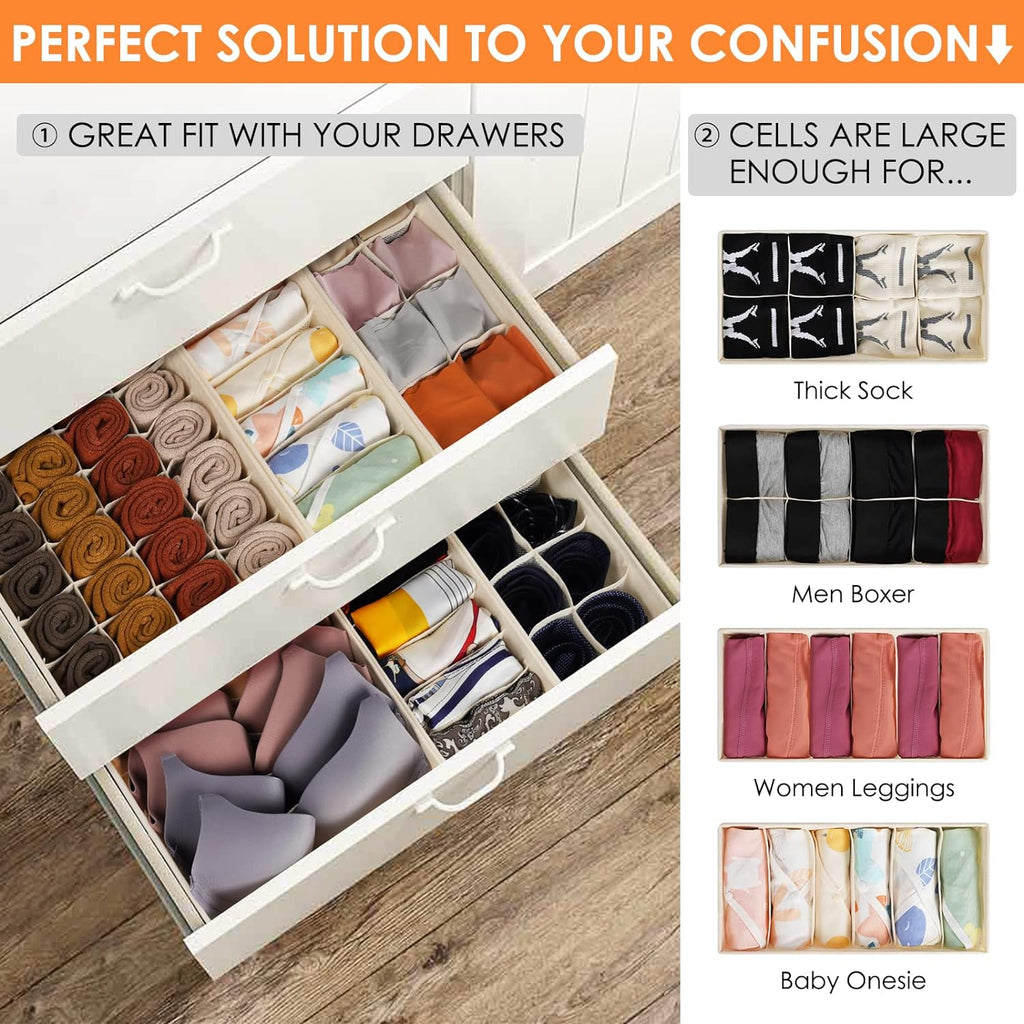 Skiennix 12-Pack Baby Clothes Organizer - Foldable Fabric Storage Bins for Nursery | 116 Cells for Clothing & Accessories