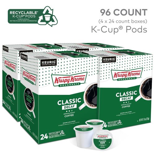 Krispy Kreme Classic Decaf Coffee - Medium Roast Single-Serve K-Cup Pods | 96 Count