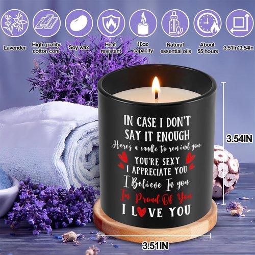 Valentiens Day Gifts for Her or Him, Romantic Anniversary Wedding Birthday Valentines Gifts for Women Men, Girlfriend Boyfriend Wife HusbandGift, Long Lasting Vanilla Lavender Scented Candle 10oz