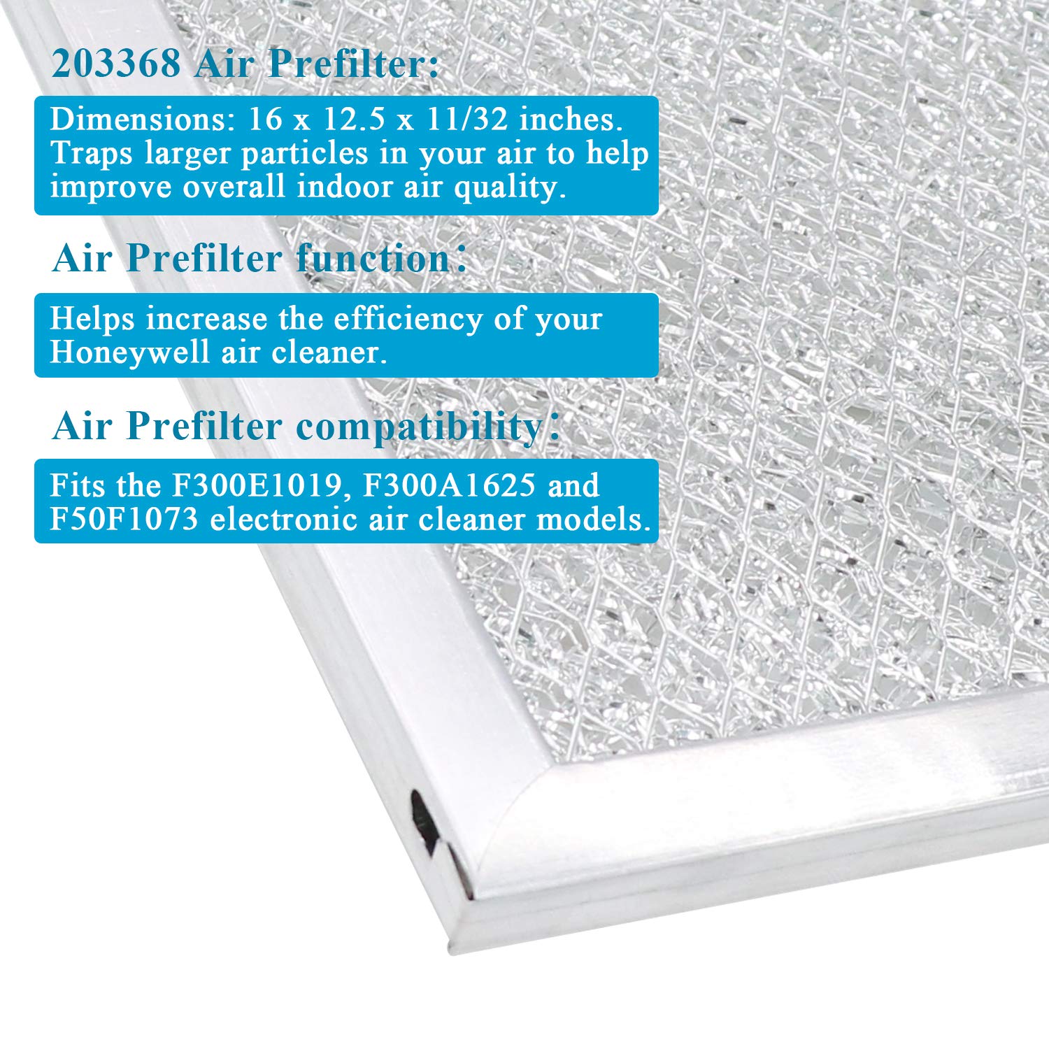 Upgraded 203368 F50F F300E Air Prefilter by Beaquicy - Replacement for Honey-well Electronic Air Cleaner - Replaces F300E1019, F300A1625, F50F1073 - Pack of 2
