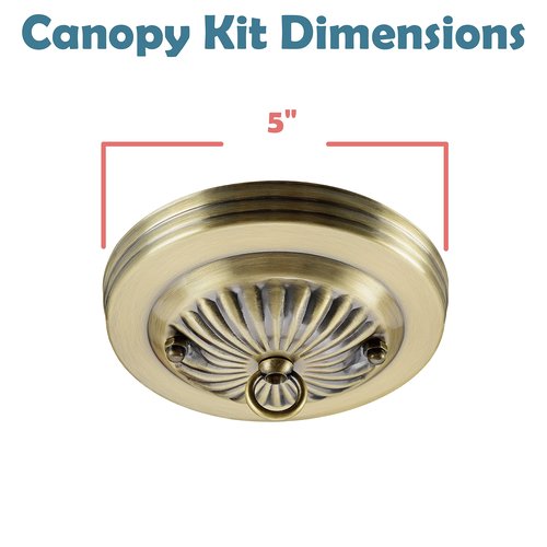 Aspen Creative 21513-21, Traditional Chandelier & Light Fixture Canopy Kit w/Collar Loop, Antique Brass, 5" Diameter, 7/16" Center Hole