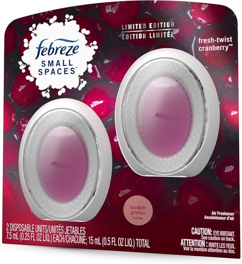 Febreze Small Spaces - Fresh Twist Cranberry Air Freshener | 2 Count Pack