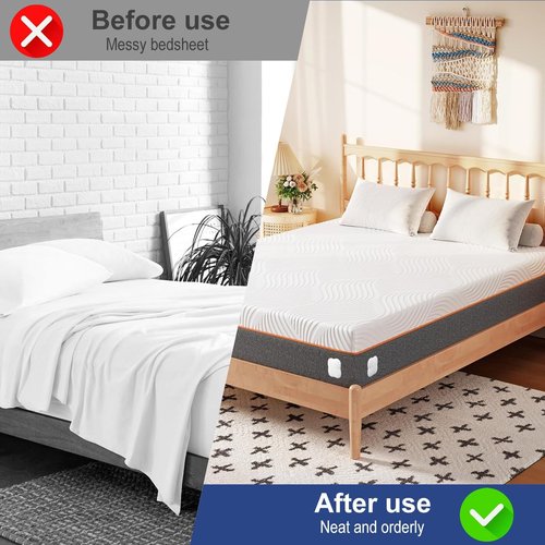 Ecohohoyyds Bed Sheet Holders for Corners: Fitted Bed Sheet Grippers with Twist-Lock Clips Keep Sheets Tight Heavy-Duty Grip Quick All Mattresses Easy Installation 4 Pack White