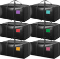 Skiennix Extra Large Heavy Duty Moving Bags - Moisture-Resistant Storage Bins with Reinforced Zipper & Wide Handles | Black, 6 Pack