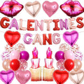Galentines Gang Balloons Banner Set - Galentines Day Decorations with Letter Heart Foil Lips Balloon, Girls Night Party Supplies for Women Friends Valentines Day Decor