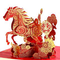 BIZIBAFF 3D Pop-Up Chinese New Year Card & Decorations 2026 - Year of The Horse - Handmade Lunar New Year Greeting Cards with Envelope, Unique Spring Festival Gifts for Family & Friends