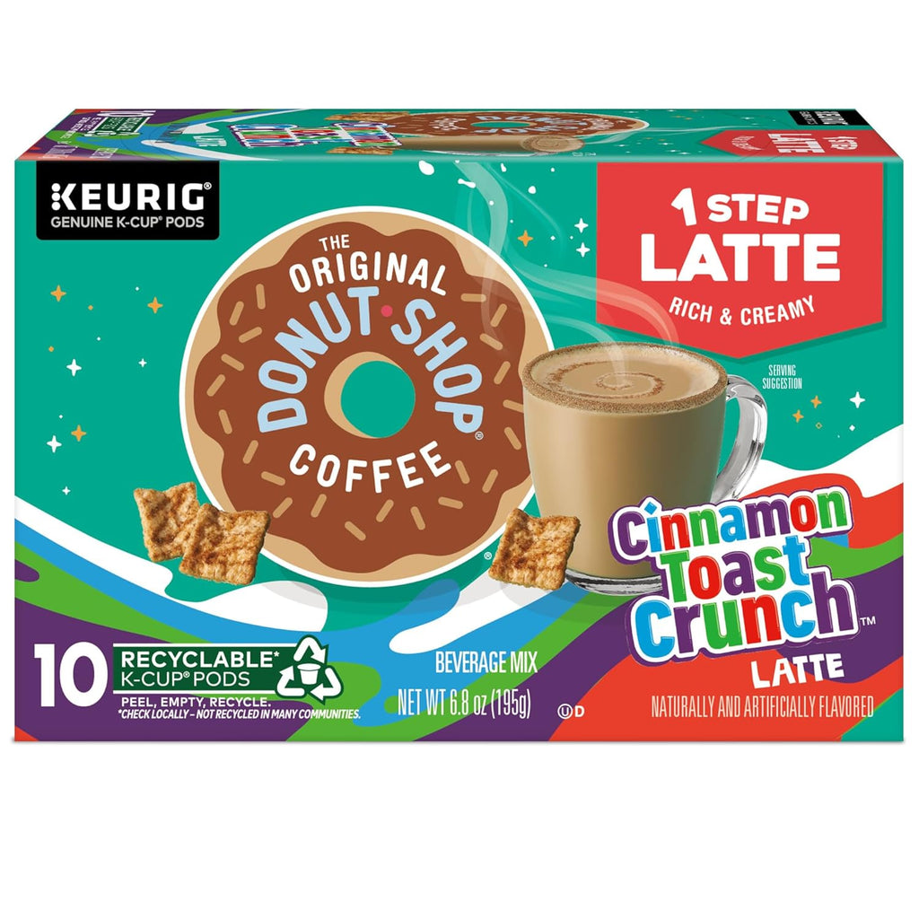 Original Donut Shop Cinnamon Toast Crunch Latte K-Cup Pods - One-Step Brewing, 60 Count (6 Packs of 10)