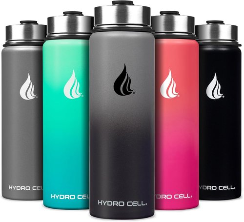 HYDRO CELL Stainless Steel Insulated Water Bottle - Versatile Metal Flask for Hot & Cold Drinks | 24oz Graphite/Black