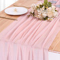 Skiennix Blushing Pink Cheesecloth Table Runner - 10ft Boho Rustic Decor for Weddings & Events | 32x120 Inches