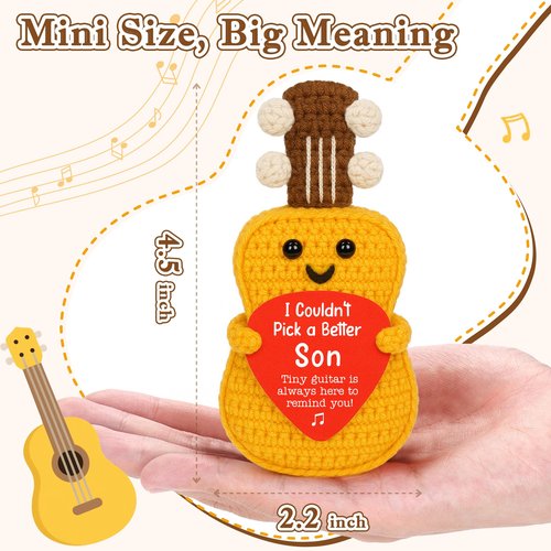 Son Birthday Gifts from Mom Dad, Easter Basket Stuffers Easter Gifts for Son Teens Boys, Sons Birthday Gift for 12 13 16 18 21 Years Old Gift, Sons Graduation Handmade Crochet Guitar Musician Lover