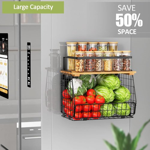 Magnetic Shelf for Fridge by [Brand Name] - 2 Pack Fruit & Vegetable Storage Bins | Kitchen Organizer