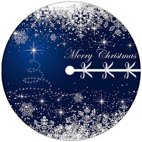 Christmas Tree Skirt Collar 48 Inch Soft Winter Snowflakes Tree Skirt Xmas Tree Skirt Winter Holiday Blue Christmas Trees Mat Decoration