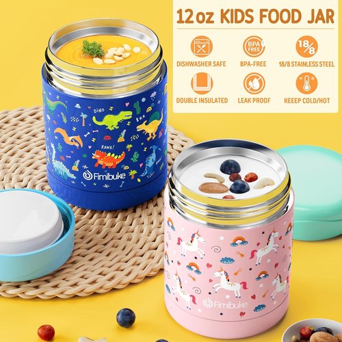 Fimibuke Kids Bento Lunch Box - 4 Compartments, Insulated Bag & Stainless Steel Thermo Jar | Perfect for Ages 3-12