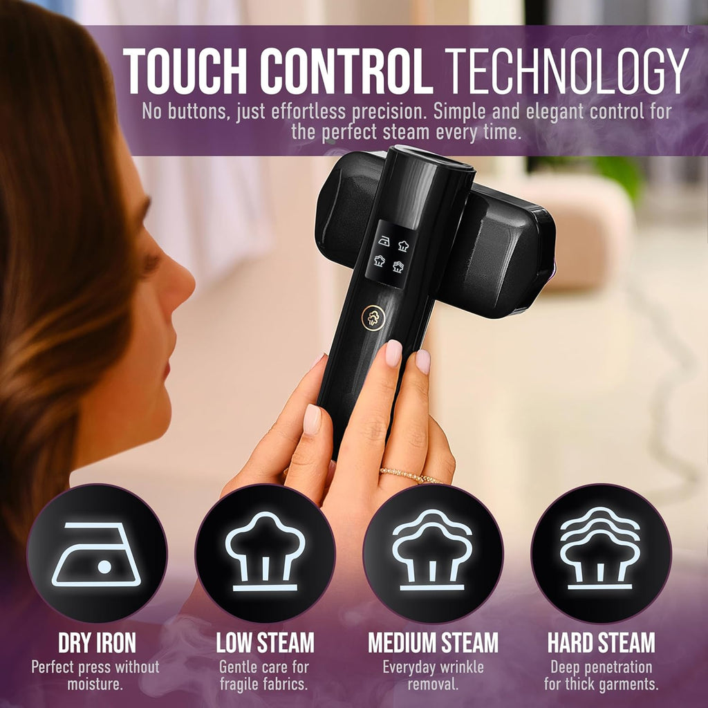 Travel Garment Steamer by [Brand Name] - 1200W Handheld Clothes Steamer with 4 Modes & 20s Fast Heating - Portable Wrinkle Remover for Home & Travel - Black