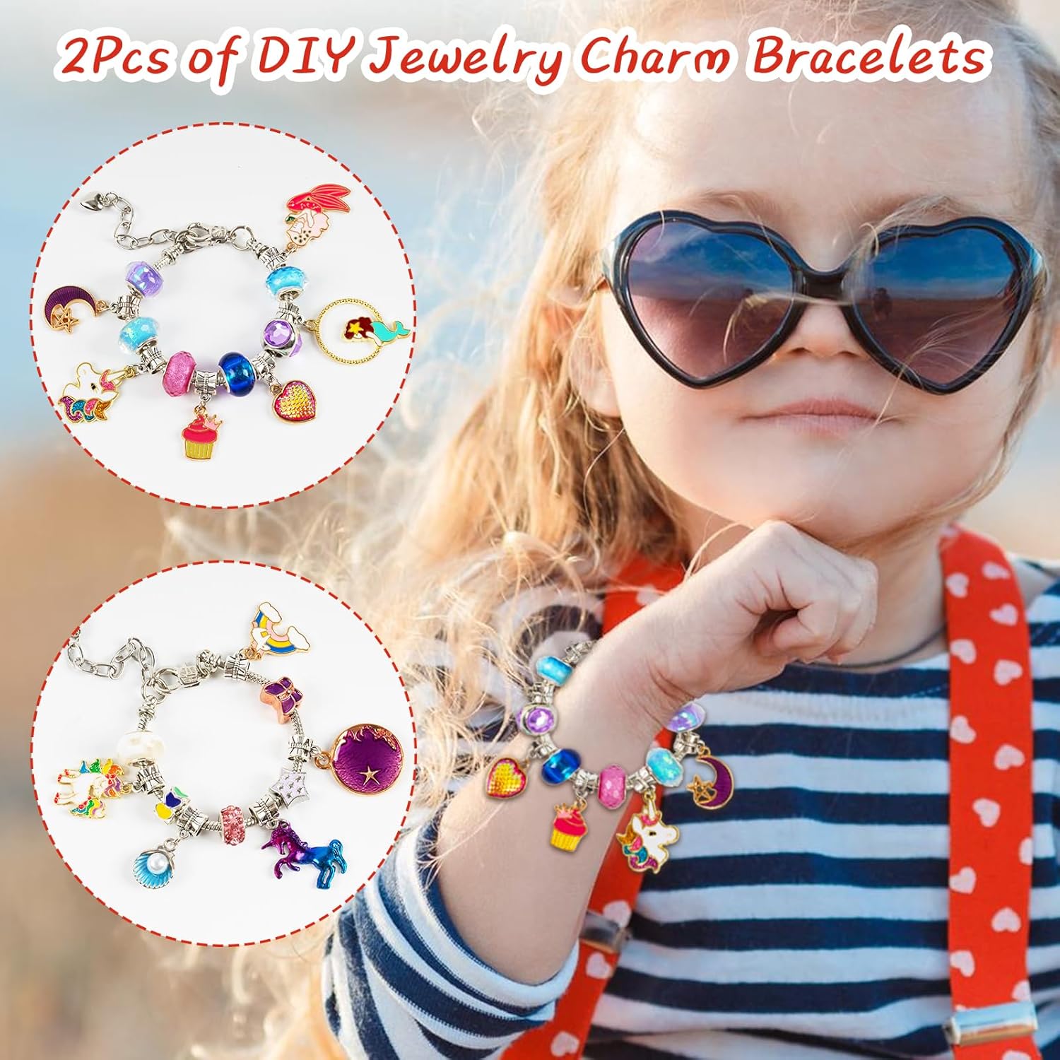 OuMuaMua Advent Calendar Charm Bracelets 2025 - 24 Days Christmas Countdown with DIY Mermaid & Unicorn Jewelry Kit for Girls & Women