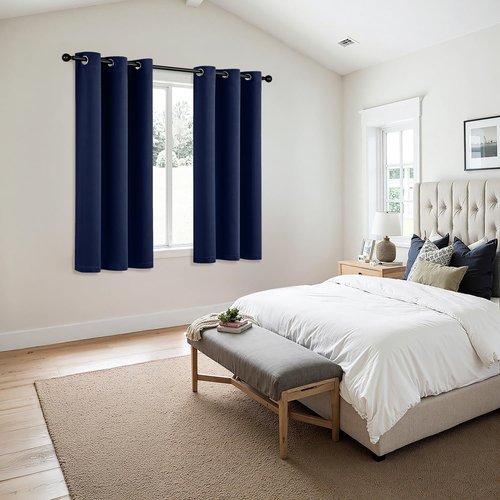 MIULEE Navy Blue Blackout Curtains - Thermal Insulated Room Darkening Drapes | 63 Inch Long, 2 Panels